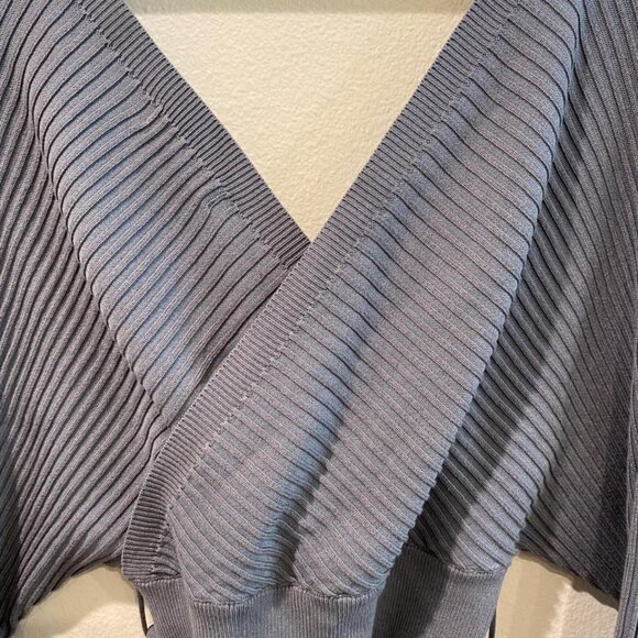 Crossover Tie Open Back Sweater by Love Tree – Light Blue (Size Small) - Picture 3 of 8